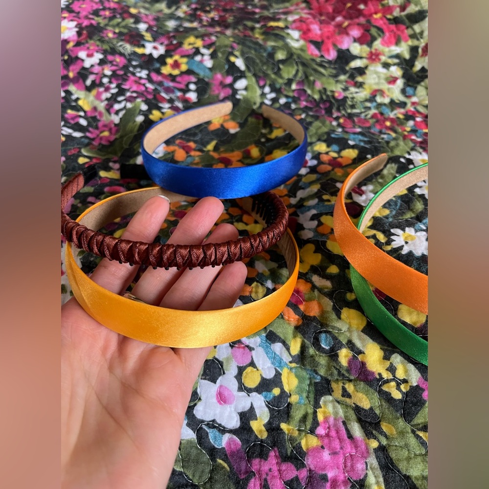 Set of 5 Satin & Cloth Nonslip Headbands - Picture 2 of 3